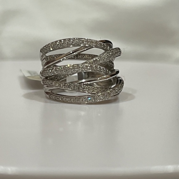 ❤️SOLD❤️ EFFY Diamond Crossover Statement Ring 3/4 ct. t.w.14K White Gold.Size 6 - Picture 15 of 17